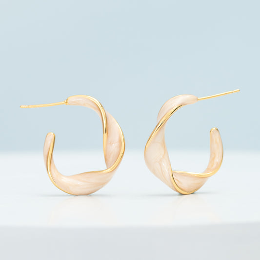 Twist Hoop Earrings Soft Coral