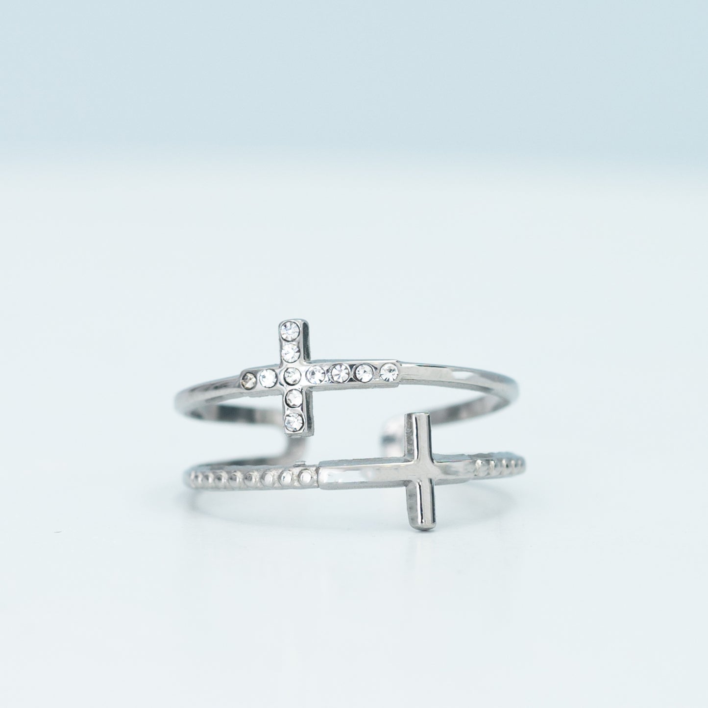 Silver Cross Serenity Ring