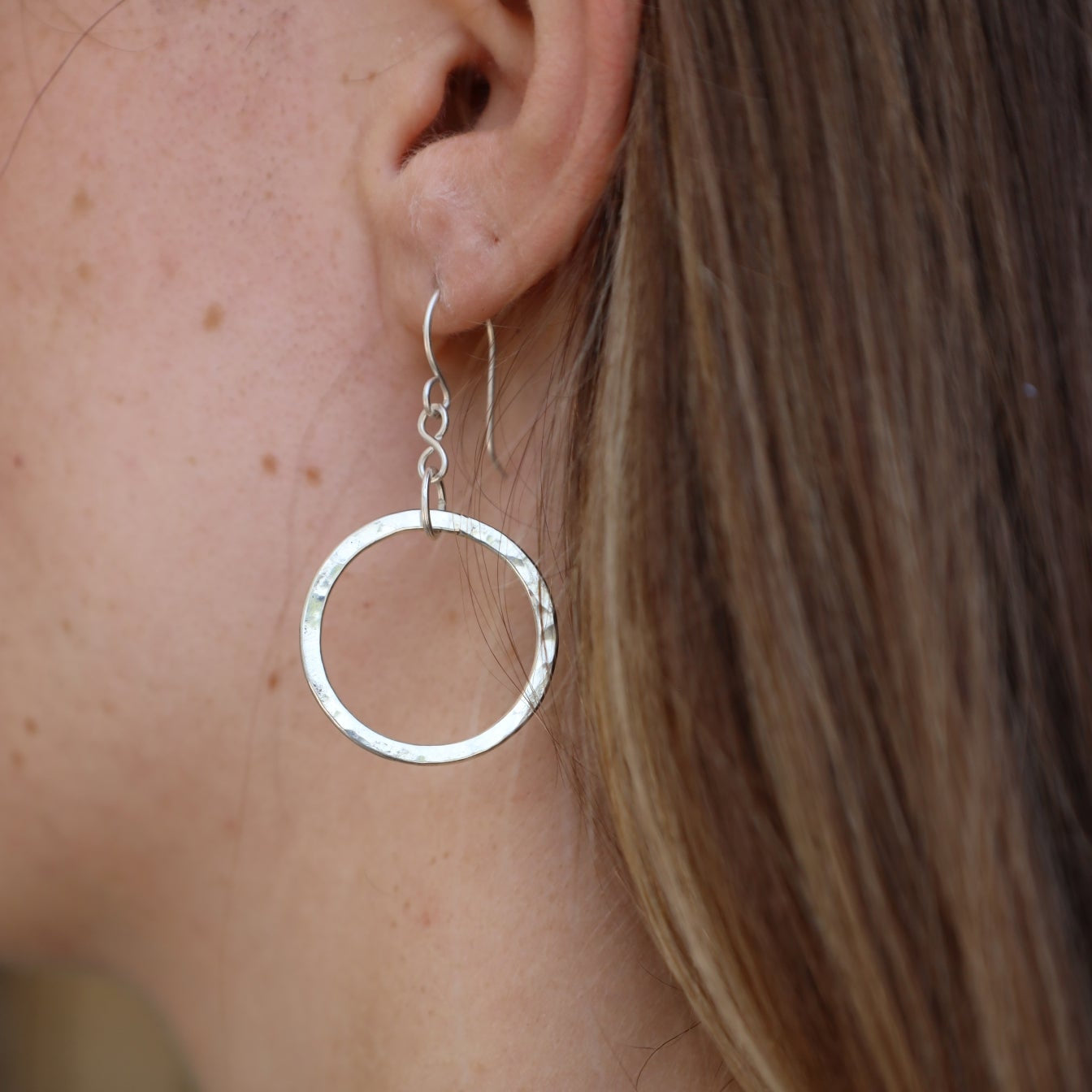 Circle Hoop Earrings Silver