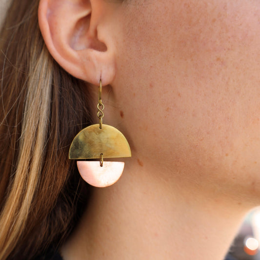 Geometric Half-Moon Dangle Earrings