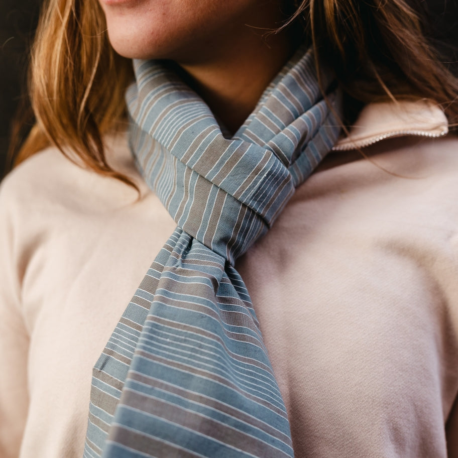 Sophisticated Scarf Duck Egg Stripes