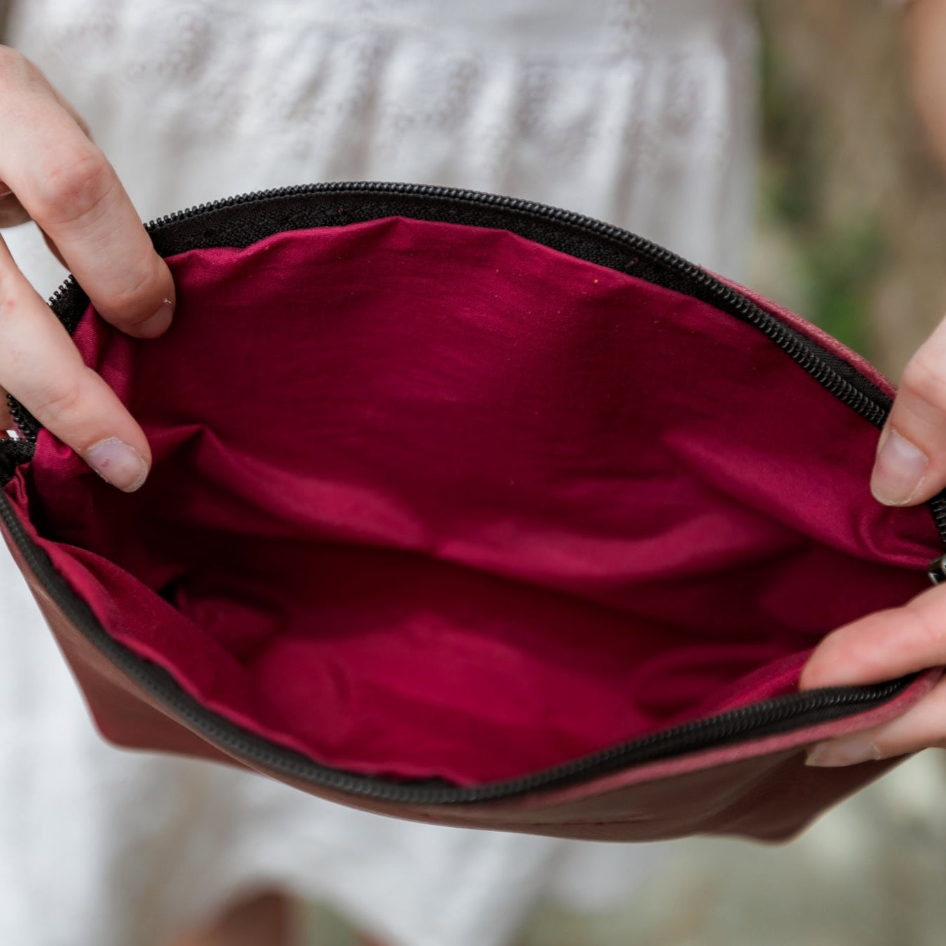 Leather Makeup Pouch Wine