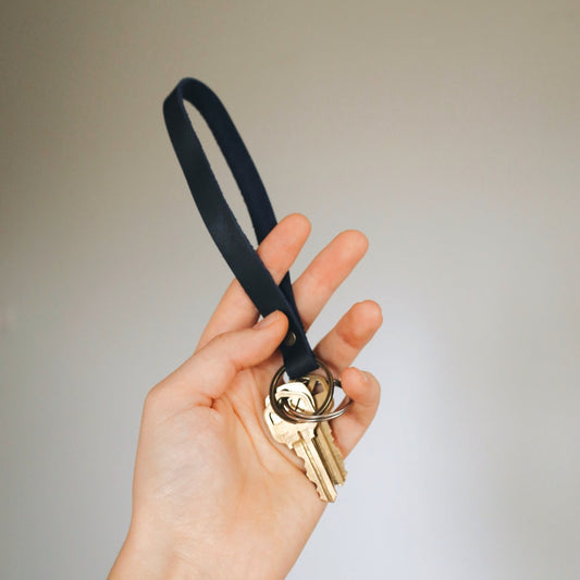 Leather Loop Keychain Blue