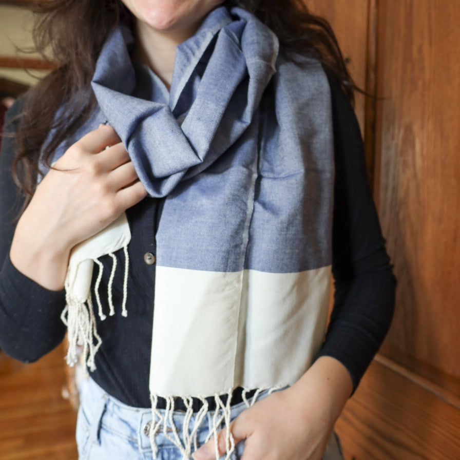 Urban Chic Scarf Denim Blue/White