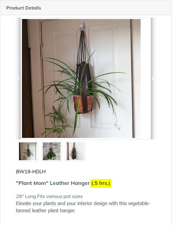 Plant mom leather hanger by Better Way Designs